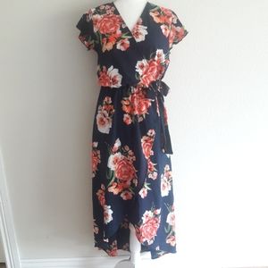 Scobe Floral Print Faux Wrap Dress